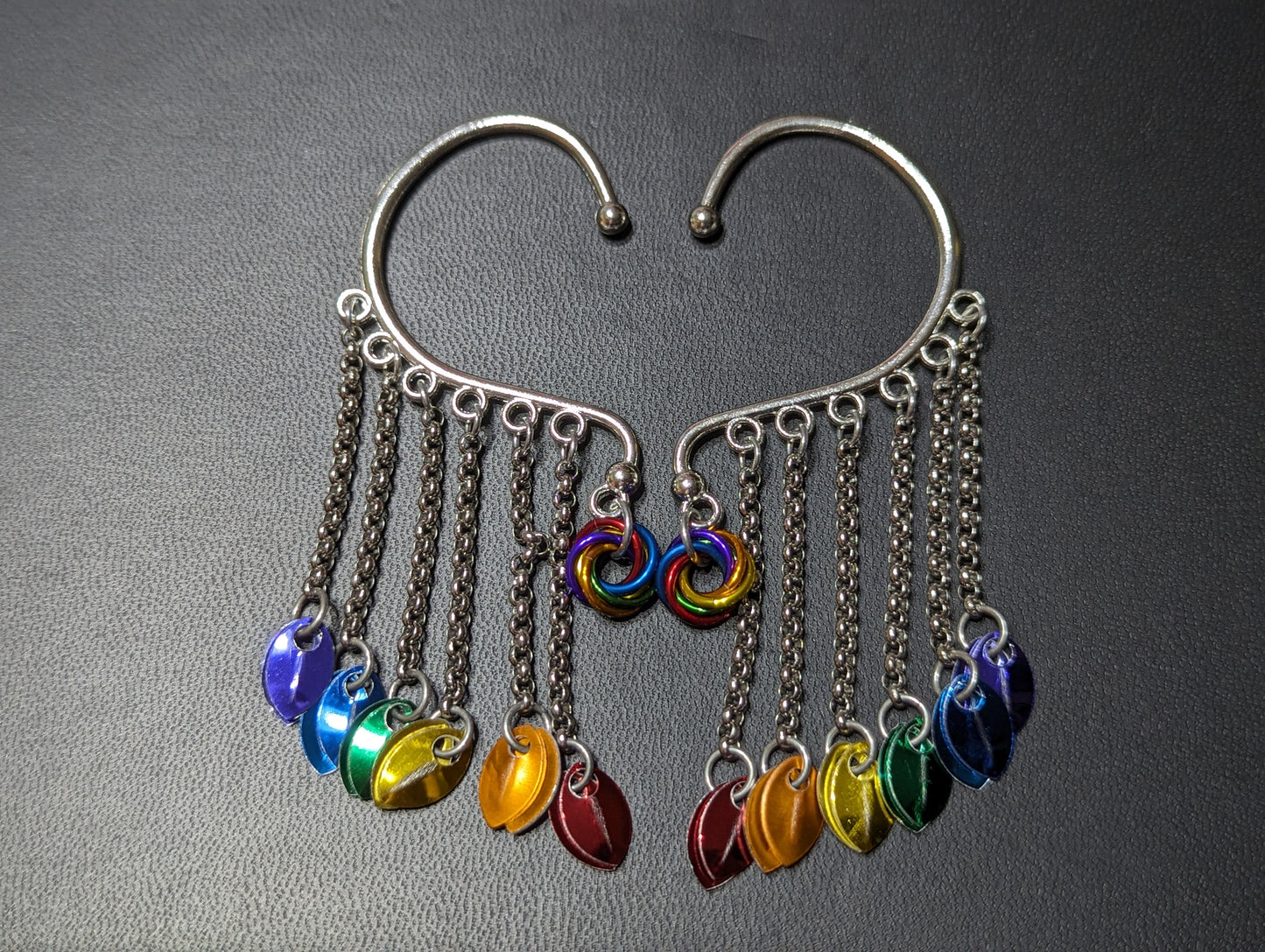 Rainbow scale ear cuffs