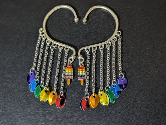 Rainbow scale ear cuffs